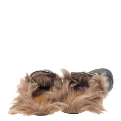 Pre Owned حذاء لوفرز مول غوتشي فلات برينستاون بطانة فرو جلد أسود مقاس 39