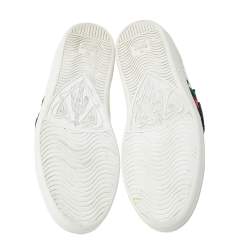 Gucci White Leather Sequins And Crystal Lips Ace Low Top Sneakers Size 39