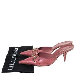 Pre Owned Gucci Pink Guccissima Leather Horsebit Pointed Toe Mule Sandals Size 37