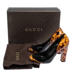 Gucci Black And Tortoise Patent Leather Pumps Size 36