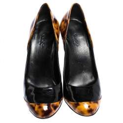 Gucci Black And Tortoise Patent Leather Pumps Size 36