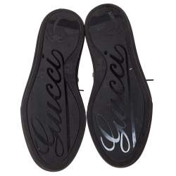 مملوكة مسبقًا حذاء رياضي غوتشي "كاليفورنيا" بطراز مرتفع من أعلى حواف جلد و كانفاس مقوى جي جي بني و بيج مقاس 36