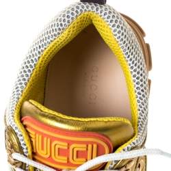 Gucci Multicolor Leather And Mesh Flashtrek Reflective Low Top Sneakers Size 38.5