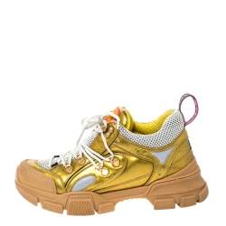 Gucci Multicolor Leather And Mesh Flashtrek Reflective Low Top Sneakers Size 38.5