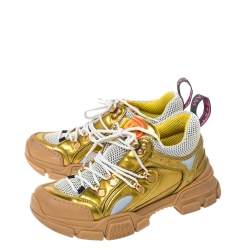 Gucci Multicolor Leather And Mesh Flashtrek Reflective Low Top Sneakers Size 38.5