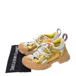 Gucci Multicolor Leather And Mesh Flashtrek Reflective Low Top Sneakers Size 38.5