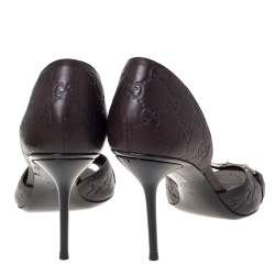 مملوكة مسبقًا Gucci Brown Guccissima Leather Horsebit D'orsay Peep Toe Pumps Size 40