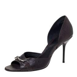 مملوكة مسبقًا Gucci Brown Guccissima Leather Horsebit D'orsay Peep Toe Pumps Size 40