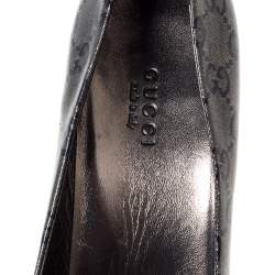 Pre Owned Gucci Metallic GG Crystal Canvas Bow Pumps Size 40