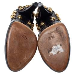 Pre Owned Gucci Black Leather Babouska Studded Ankle Booties Size 41