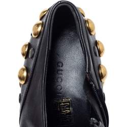 Pre Owned Gucci Black Leather Babouska Studded Ankle Booties Size 41