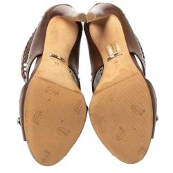 Pre Owned Gucci Brown Leather Lika Stone Embellished Ankle Booties Size 39