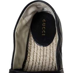 مملوكة مسبقًا Gucci Black Leather GG Marmont Platform Espadrilles Size 35