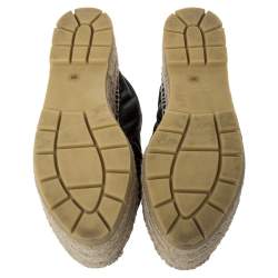 مملوكة مسبقًا Gucci Black Leather GG Marmont Platform Espadrilles Size 35