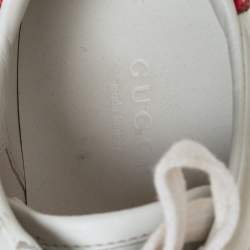 مملوكة مسبقًا Gucci White Leather Embroidered Bee Ace Low-Top Sneakers Size 35.5