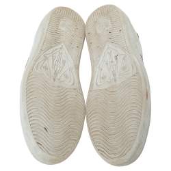 مملوكة مسبقًا Gucci White Leather Embroidered Bee Ace Low-Top Sneakers Size 35.5