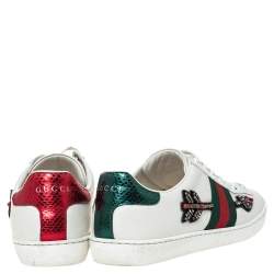 مملوكة مسبقًا حذاء رياضي غوتشي "آيس" بطراز منخفض من أعلى و مزين بحلية سهم جلد أبيض مقاس 37