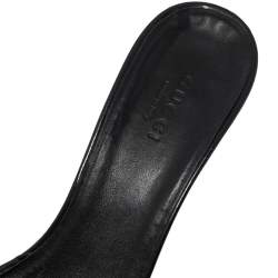 Pre Owned Gucci Black Patent Double Buckle Detail Slides Size 38