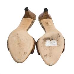 Pre Owned Gucci Brown Leather GG Open Toe Slide Sandals Size 37.5