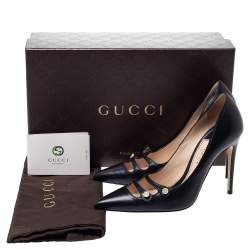 مملوكة مسبقًا Gucci Black Leather Aneta Pointed Toe Pumps Size 35.5