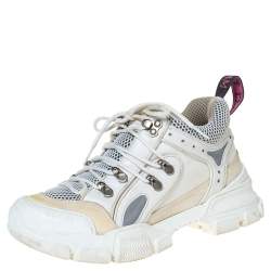 Gucci White/Cream Mesh and Leather Flashtrek Sneakers Size 37