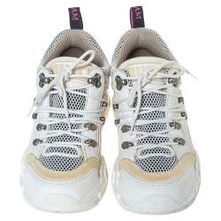 Gucci White/Cream Mesh and Leather Flashtrek Sneakers Size 37