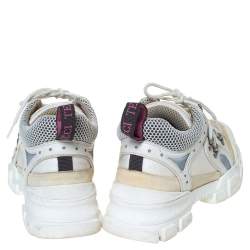 Gucci White/Cream Mesh and Leather Flashtrek Sneakers Size 37