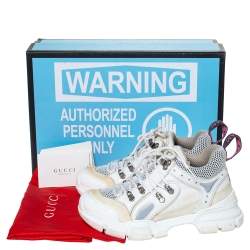 Gucci White/Cream Mesh and Leather Flashtrek Sneakers Size 37