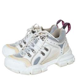 Gucci White/Cream Mesh and Leather Flashtrek Sneakers Size 37