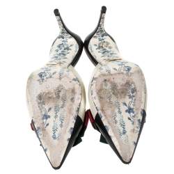 مملوكة مسبقًا حذاء سلايد مولز غوتشى جين زخرفة فيونكة ويب لونين مقاس 40