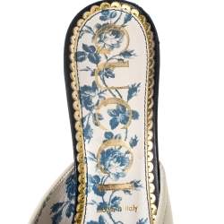 مملوكة مسبقًا حذاء سلايد مولز غوتشى جين زخرفة فيونكة ويب لونين مقاس 40