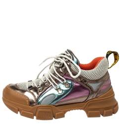 Gucci Multicolor Leather and Mesh Flashtrek Low-Top Sneakers Size 36