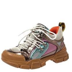 Gucci Multicolor Leather and Mesh Flashtrek Low-Top Sneakers Size 36