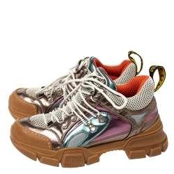 Gucci Multicolor Leather and Mesh Flashtrek Low-Top Sneakers Size 36