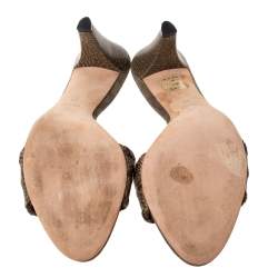 Pre Owned Gucci Olive Green Leather GG Open Toe Sandals Size 39