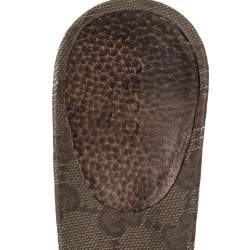 Pre Owned Gucci Olive Green Leather GG Open Toe Sandals Size 39