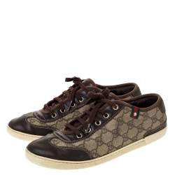 Gucci Brown GG Supreme Canvas And Leather Barcelona Low Top Sneakers Size 39