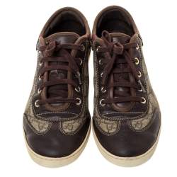 Gucci Brown GG Supreme Canvas And Leather Barcelona Low Top Sneakers Size 39