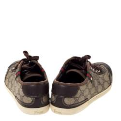Gucci Brown GG Supreme Canvas And Leather Barcelona Low Top Sneakers Size 39