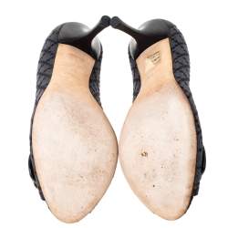 مملوكة مسبقًا حذاء كعب غوتشى مقدمة مفتوحة هورسيبت كانفاس ديامانت أسود مقاس 37