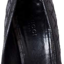 مملوكة مسبقًا حذاء كعب غوتشى مقدمة مفتوحة هورسيبت كانفاس ديامانت أسود مقاس 37