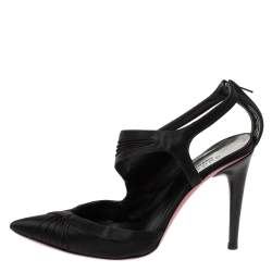 Gucci Black Pleated Satin Pointed Toe Sandals Size 35
