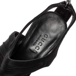 Gucci Black Pleated Satin Pointed Toe Sandals Size 35