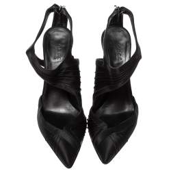 Gucci Black Pleated Satin Pointed Toe Sandals Size 35