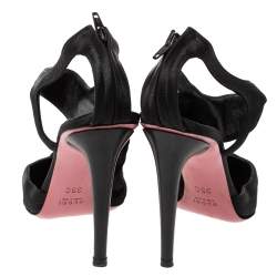 Gucci Black Pleated Satin Pointed Toe Sandals Size 35