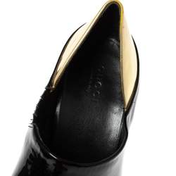 Pre Owned Gucci Black/Metallic Gold Patent Leather Peep Toe Booties Size 40