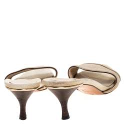 Gucci Ivory Leather Hysteria Embossed Slide Sandals Size 40