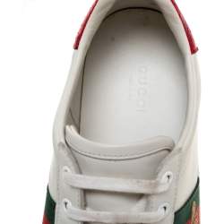 Gucci White Leather Embroidered Bee Ace Low-Top Sneakers Size 39