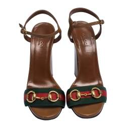 مملوكة مسبقًا صندل غوتشي هورسبيت جلد بني بحزام للكاحل مقاس 36.5