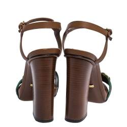 مملوكة مسبقًا صندل غوتشي هورسبيت جلد بني بحزام للكاحل مقاس 36.5
